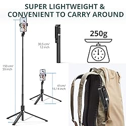 ATUMTEK 59" Selfie Stick Tripod, Stable Tripod