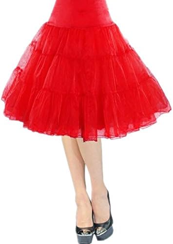 XNAIHUAFEI Knee Length Spandex Petticoat for Vintage Dress (RED£¬L)
