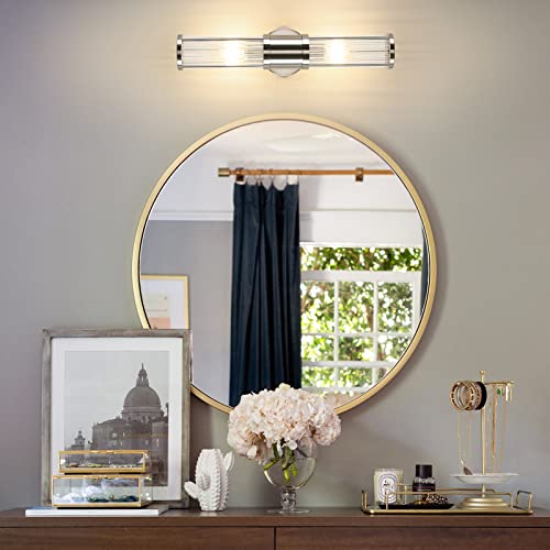 Industrial Wall Sconce Brushed Nickel Bathroom Light Fixtures, ECOBRT Indoor Glass Bath Vanity Lights for Mirror Sconces Lamps Up and Down Wall Mounted Lighting E12 Socket