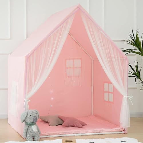 Kids Play Tent,Large Playhouse Tent Indoor, Play House Kids Tent Castle Tent for Girls Boys, Play Cottage (pink)