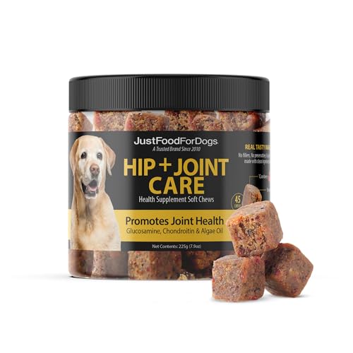 JustFoodForDogs Hip and Joint Supplement for Dogs, Human Grade Glucosamine Chon…