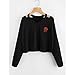 YANG-YI HOT Fashion Womens Long Sleeve Sweatshirt Rose Print Causal Tops Blouse (M, Black)