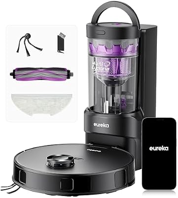 E20 Evo Plus Robot Aspirateur Laveur avec Station sans Sac Aspiration 10000 Pa Aspirateur Robot Autovidange, Anti Enchevêtrement pour Cheveux Poils d'animaux, Soulèvement de Serpillière 10mm