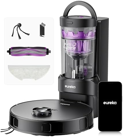 E20 Evo Plus Robot Aspirateur Laveur avec Station sans Sac Aspiration 10000 Pa Aspirateur Robot Autovidange, Anti Enchevêtrement pour Cheveux Poils d'animaux, Soulèvement de Serpillière 10mm