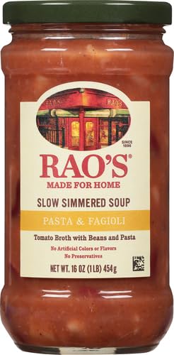 RAO’S HOMEMADE PASTA FAGIOLI SOUP, 16OZ, REAL VEGETABLES, TRADITIONAL ITALIAN HEAT AND SERVE SOUP, 1 POUND (PACK OF 1)