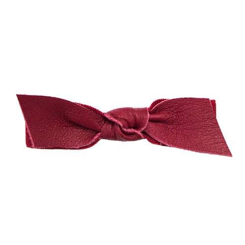 Emi Jay Leather Bow Hair Ties, Nude Oxblood