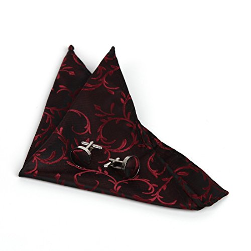 VS1026-XL Red Pattern Mens Vest Tie Cufflinks Bowtie Hanky Gifts Idea By Y&G