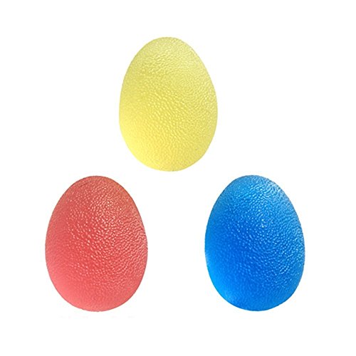 Alotm 3 Pack Egg Squeeze Stress Balls, Soft Relief Therapy Grip Exerciser Ball Resistance Hand Exercise Training Equipment Relieves Stresses & Strengthen Your Fingers, Palm, Forearms, Wrist, Forearm