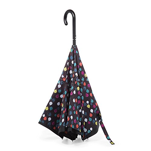 Totes Women's Inbrella Reverse-Close Folding Umbrella, Raindrops