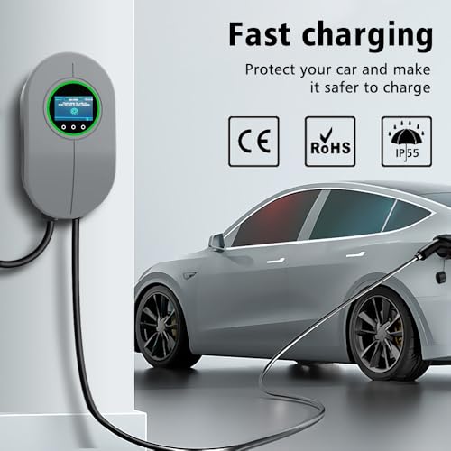 Smart EV Charger | Wall Mounted | 22kW, 3-Phase, GBT | Wi-Fi Enabled | RFID Access | 5m Cable | Waterproof | LCD Display | 32A, 400V AC | for BYD, VW ID.4/ID.6, Rox, Leopar