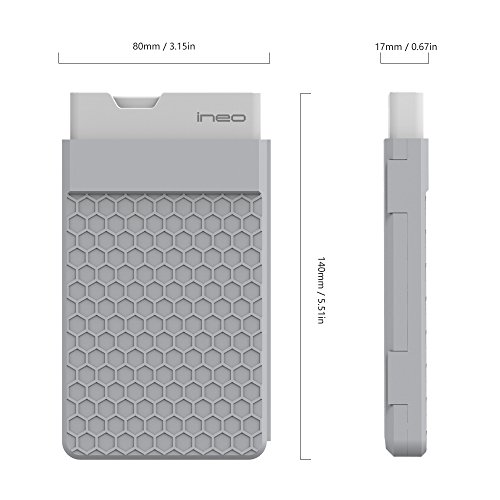ineo USB 3.0 Tool-free External Hard Drive Enclosure for 2.5 inch 9.5mm & 7mm SATA HDD SSD with UASP Supported and Screwless [T2578] - Thumbnail 6