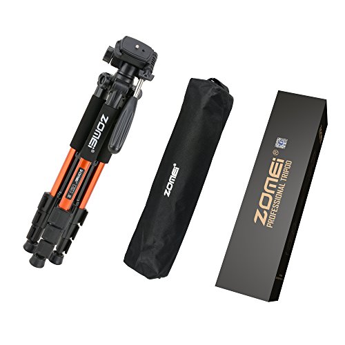 ZOMEI Compact Light Weight Travel Portable Aluminum Camera Tripod for Canon Nikon Sony DSLR Camera with Carry Case(Orange)