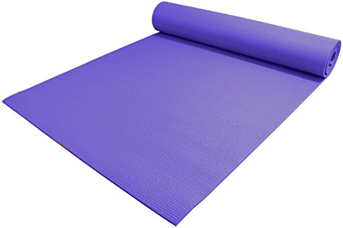 YogaAccessories 1/4″ Thick High-Density Deluxe Non-Slip Exercise Pilates & Yoga Mat, Dark Purple