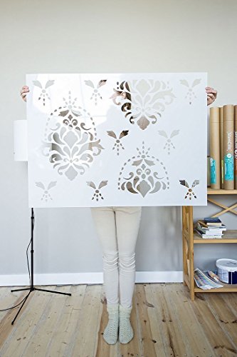 Flower Garden Wall Stencil for Painting - Expedited 3 days Delivery - Damask Wall Accent - Reusable Template - Large Mylar Washable Plastic - Repeatable Pattern for Wall DÃ©cor