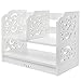 Expandable Wood Desktop Storage Organizer Multipurpose Desk Bookshelf Case Display Shelf Rack Counter Top Bookcase for Office Home (Large | White)