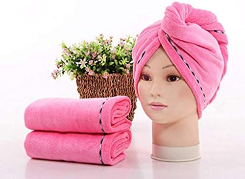 Microfiber Hair Towel Turban Wrap, AMoko Super Absorbent Anti-Frizz Hair Drying Towels Cap for Curly, Long and Thick Hair, 2 Pack (Deep pink)