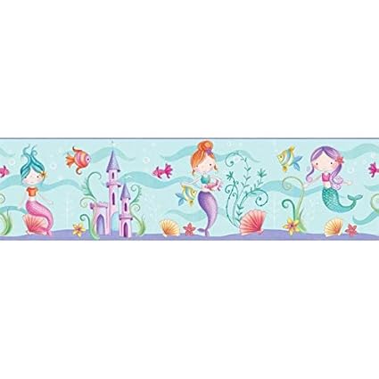 Mermaid Sea Life Ocean Wallpaper Border Childrens Bedroom