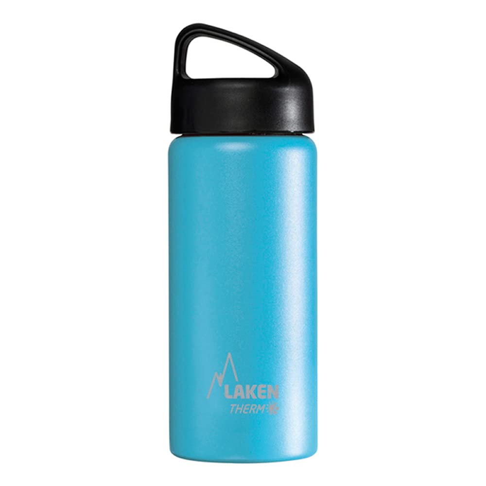 Laken Unisex - Adults Classic Thermo 0.5 Litre, Bpa Free, Reusable, Recyclable (Wide Opening) Sheet Bottle 0.5 L, Unisex – Adults, Classic (Wide Opening) Thermal Sheet Bottle 0.5 L, TA5AC, cyan, 0.5