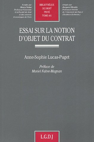Essai sur la notion d'objet du contrat