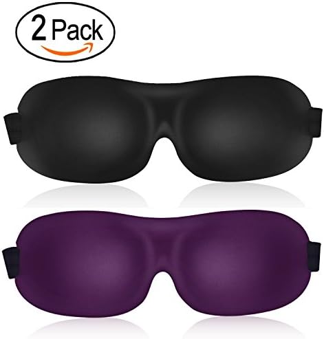 3D Sleep Mask (leeken New Design 2 Pack) Eye Mask for Sleeping - Contoured Eyemask - Blindfold Airplane mask- Night Blinder Eyeshade for Men Women