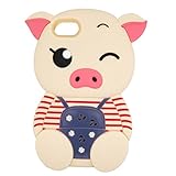 Samsung Galaxy S7 Edge Case, Maoerdo Cute 3D Cartoon Beige Stripes Pig Silicone Rubber Phone Case Cover for Samsung Galaxy S7 Edge