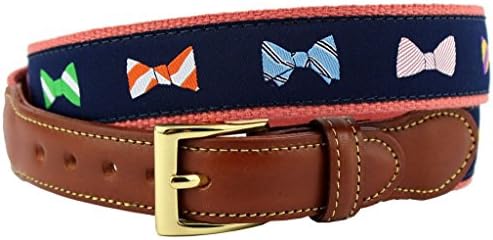 How Do You Tie Bow Ties Leather Tab Belt in Navy on Nantucket Red Canvas by Country Club Prep