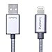 Lumsing Nylon Braided Lightning to USB Cable 3.3 feet/1M Apple MFI Certified Sync data Charging Cable for iphone 5/5s/6/6s/6Plus/6s Plus/Pro/Ipad (Silver)