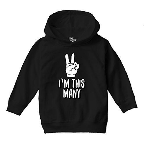 Tcombo I'm This Many 2-2 Year Old - Second Birthday Toddler Little Boy Hoodie Sweatshirt (2T, Black)