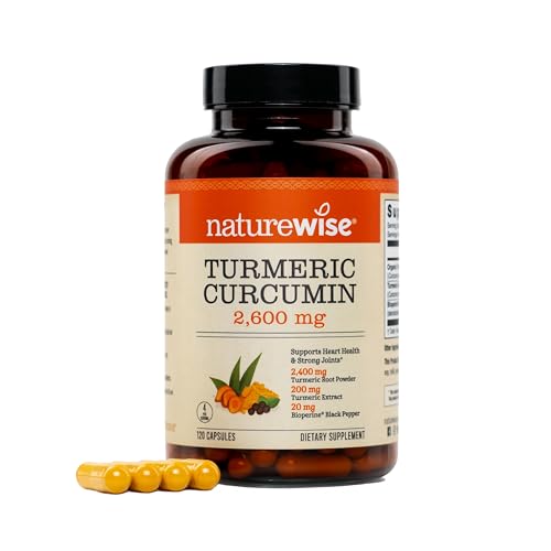 NatureWise Turmeric Curcumin with Black Pepper 2600mg - Ultra Absorption Turmeric Curcumin Supplement + BioPerine - Naturally-Sourced, Vegan, Non-GMO, USA Manufactured - 120 Capsules[30-Day Supply]