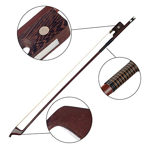 Muslady 4/4 Double Bass Brazilwood Bow German Style Bows Horsehair Bow Hair Great Balance Point Orchestral Strings Accessories