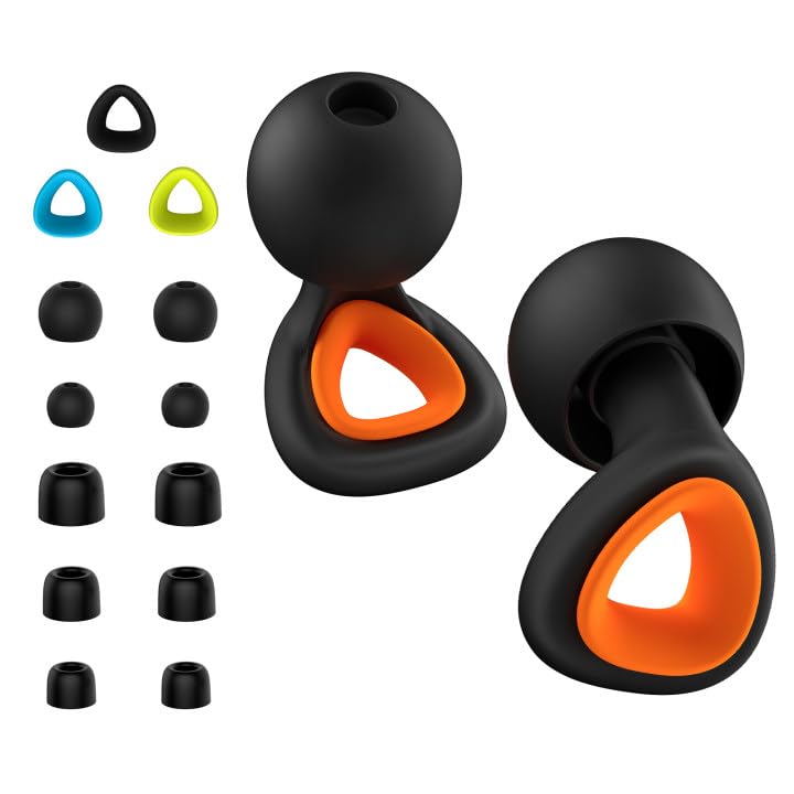 Ear Plugs for Noise Reduction, 25dB Soft Silicone & Foam Ear Cups, Colorful Triangle Mute, S/M/L Ear Tips with Case, Hearing Protection Eaubuds for Sleep/Focus/Trip/Concerts