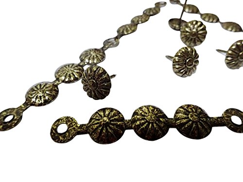decotacks Daisy Upholstery Nails/Tack in Strips 7/16in (11mm) Head, 6 Meters (6,5 Yards) Antique Gold Finish, DX5411AB-S6M