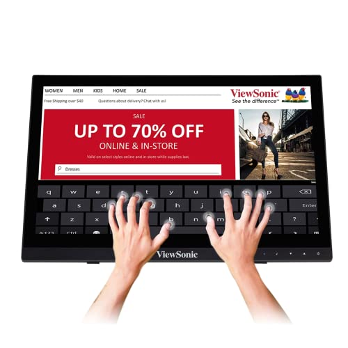 Viewsonic Td1630-3 Moniteur À Écran Tactile 16" 1366X768 Pixels, 10 Points Touch, 12 Ms, 190 Cd/M², Vga, Hdmi, Haut-Parleurs, Noir