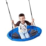 YGJT 40'' Saucer Tree Swing Flying 700lb Weight Capacity Adjustable Multi-Strand Ropes Safe Durable Easy Install 900D Oxford Swing Seat for Children Adults - Blue