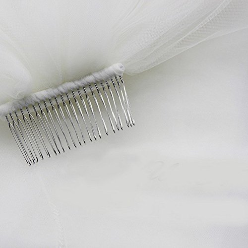 Rimobul Elegent 2 Tiers Short Bridal Wedding Veil With Comb - Ivory