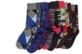 Funky Socks Mens Colored Socks with Assorted Patterns, 12 Pack