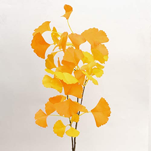 Artificial Leaf Plants Gingko Leaf Branch 3 Pack Yellow Yellow Gingko