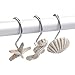 Juvale Seashell Shower Curtain Hooks - 12-Pack, Stainless Steel, 2 x 2.4 in, Mediterranean Style - Beach Theme & Coastal Decor - Seahorse & Starfish Designs - Rust-Proof Rings for Bathroom Decor