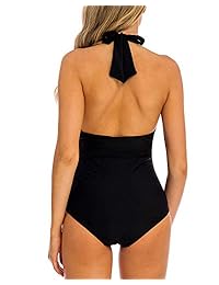 Coskaka Traje de baño de una pieza para dama, color negro y amarillo