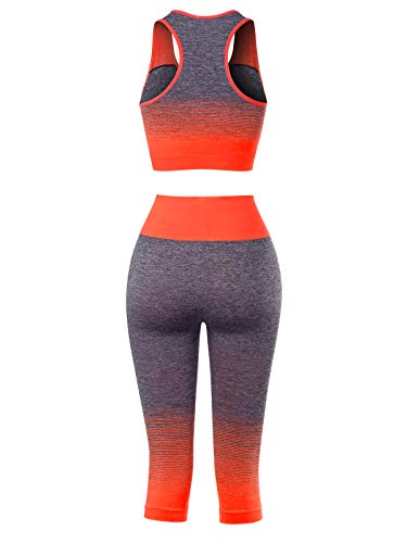 image for MixMatchy Women's Two-Piece Sports Bra + Capri Leggings Gym Yoga Wear 