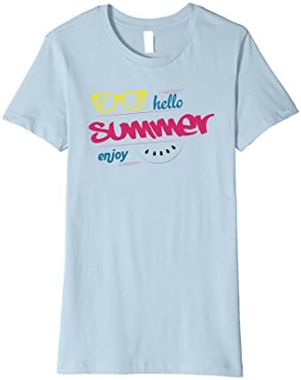 Womens Hello Summer Enjoy Sunglasses Watermelon T-Shirt XL Baby Blue