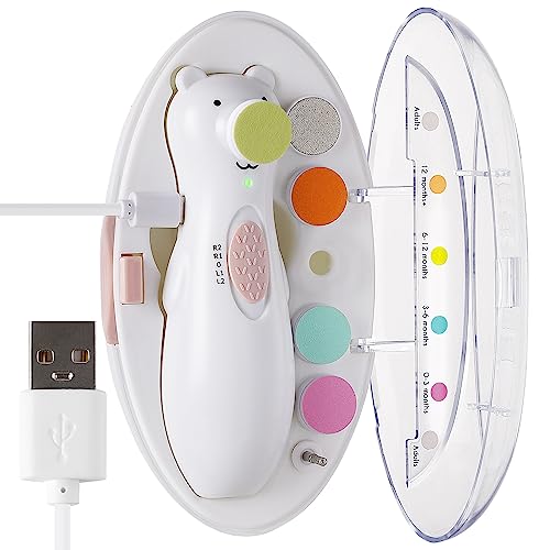 haakaa Happii Bear Baby Nail File Electric Nail Trimmer with LED Light