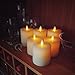 smtyle Fake Candles for Flameless Fireplace Candelabra Holder Battery Operated Flickering Moving Flame Wick Pillar with Remote Control Timer Ivory Flat Top 6