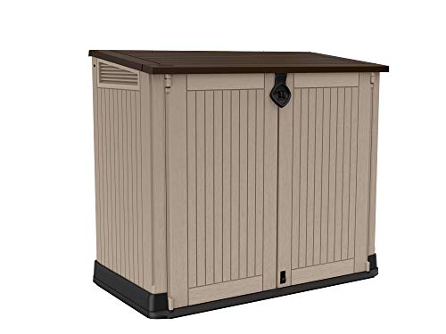 Keter 17197253 Store It Out Midi Gartenlager aus Kunststoff, Schuppen, Beige und Braun, 845 L, 130 x 74 x 110 cm
