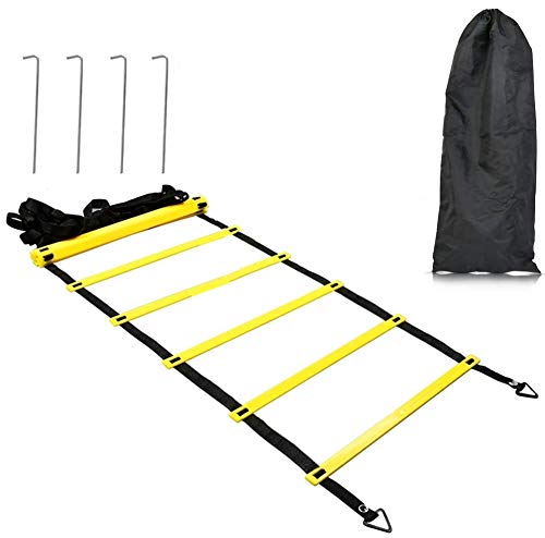 BUYGOO Agility Speed Training Ladder 6m Football Speed Ladder 12 Rung Sport Speed Training Set,Football Speed Ladder,Kids Football Training Equipment with stakes & Drawstring Bag for Sports Training
