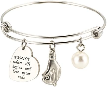 Family Bracelet , Oval Bangle ,Rose Gold Bracelet, Gift For Mothers ,Grandmother (Expandable Wire Bangle)