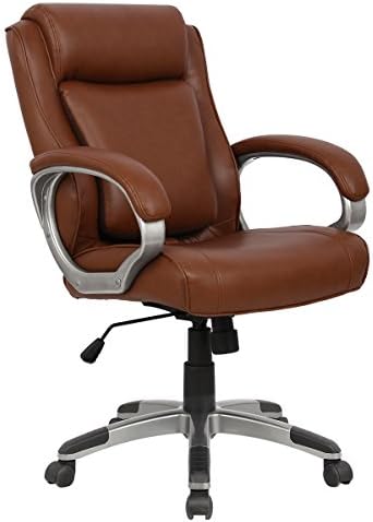 Executive Mid-Back Office Chair (05189AA) w/ Adjustable Pivoting Lumbar Support. Ergonomic Chair Racing Gaming Chair, Computer Swivel Chair w/Armrests, ProHT - Brown