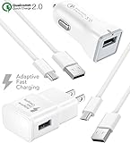 Samsung Galaxy S8 / S8 Plus Adaptive Fast Charger Type-C 2.0 Cable Kit by Ixir - {1 Wall Charger+ 1 Car Charger + 2 Type-C Cables} Adaptive Fast Charging dual voltages for up to 50% faster charging!