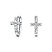 Spiritual Small Religious Kpop CZ Cross Huggie Small Hoop Earrings For Women For Men Pave Cubic Zirconia .925 Sterling Silver