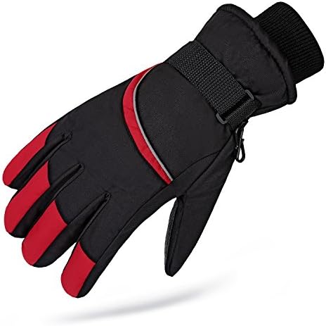 Yeahtope Men's Waterproof Snowboard Skiing Full Finger Warm Snow Gloves - Outdoor Windproof Snowproof Camping Hiking Climbing Mountain Bike Trekking Cycling Gloves (Red)